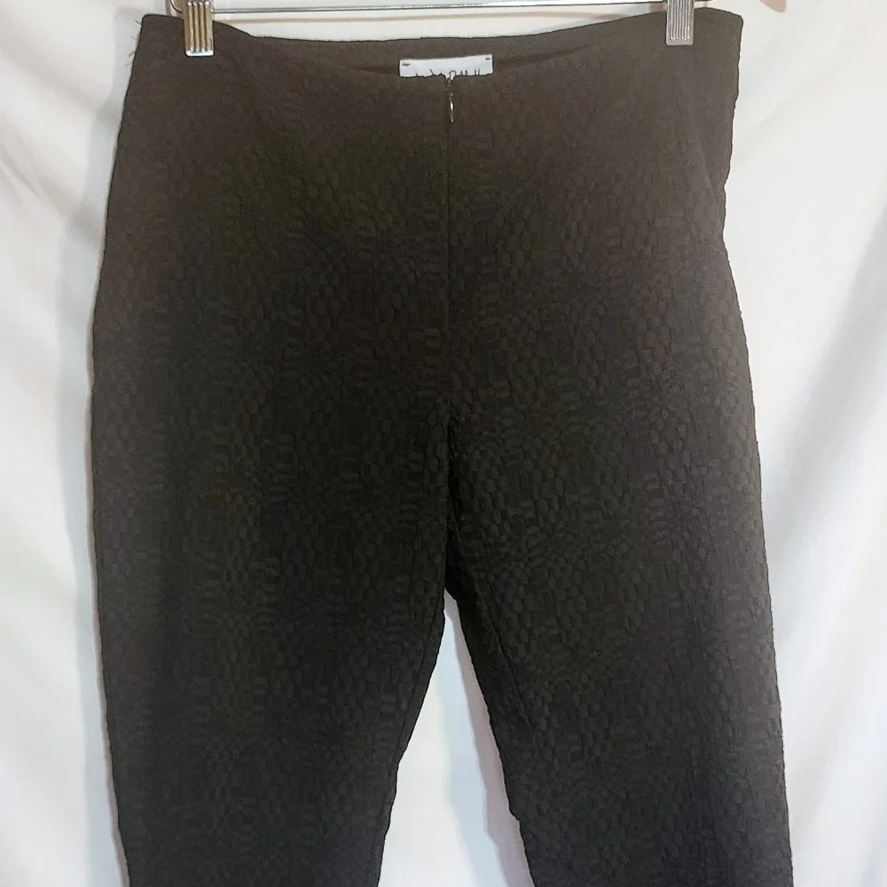 Joseph Ribkoff Jacquard Pants Size 8 Black Charcoal Front Zip No Pockets VGUC - Picture 9 of 11